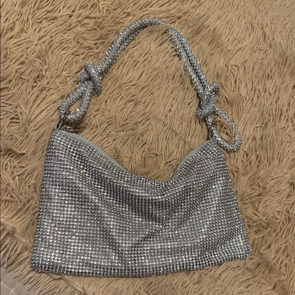 Silver Rhinestone Shoulder Purse